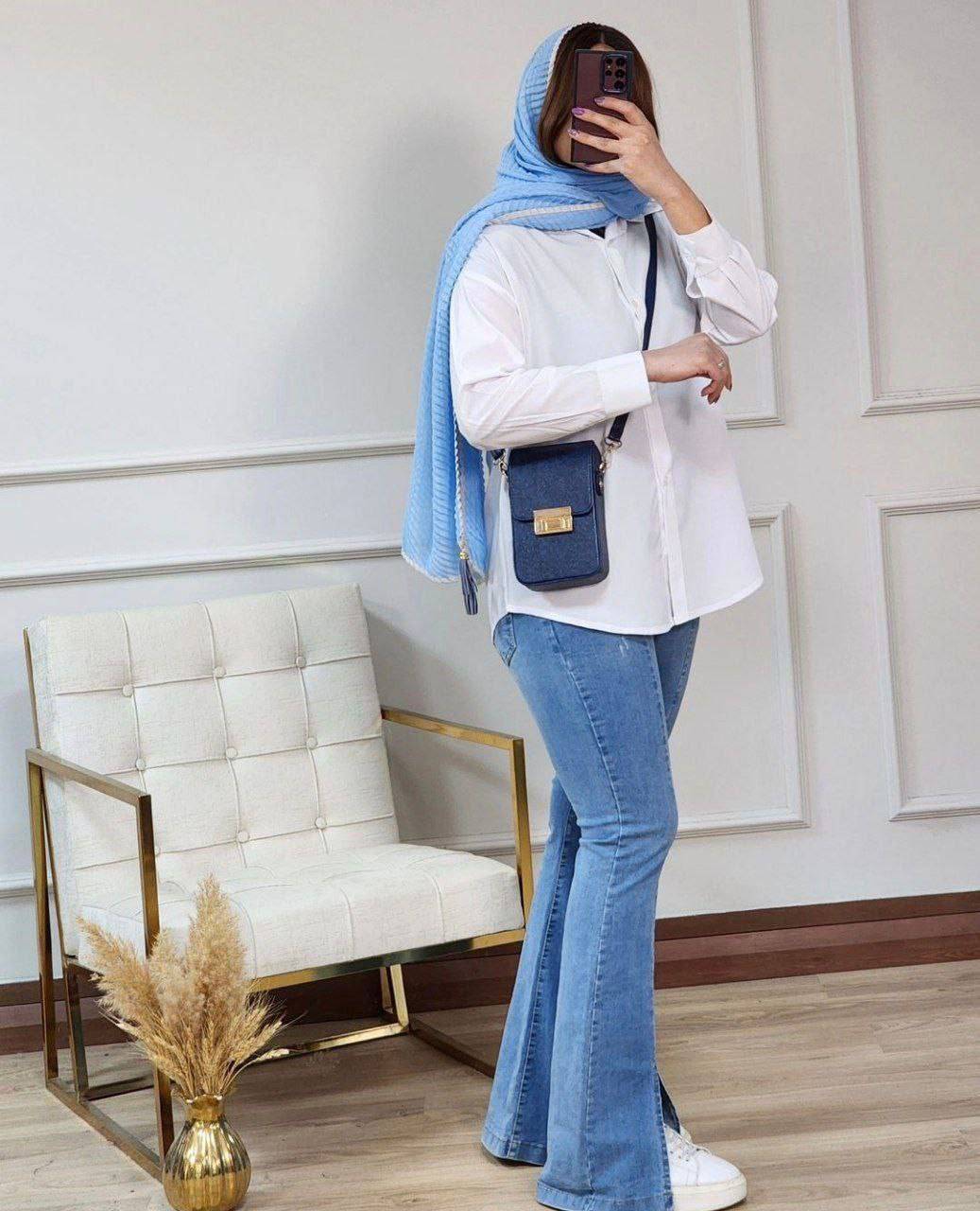 شومیز تک رنگ سفید راحتی و بیرونی نخی تابستونه