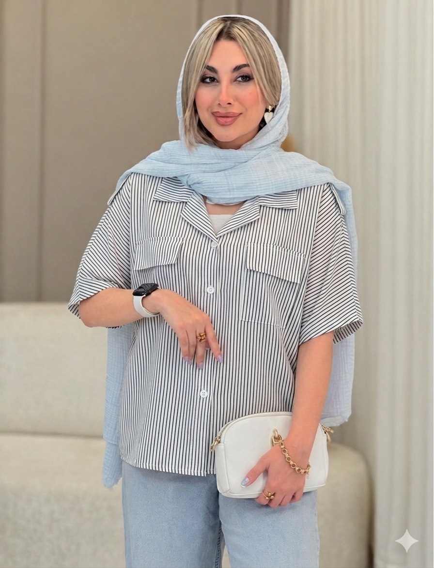 شومیز لینن راه را مدادرنگی بهاری