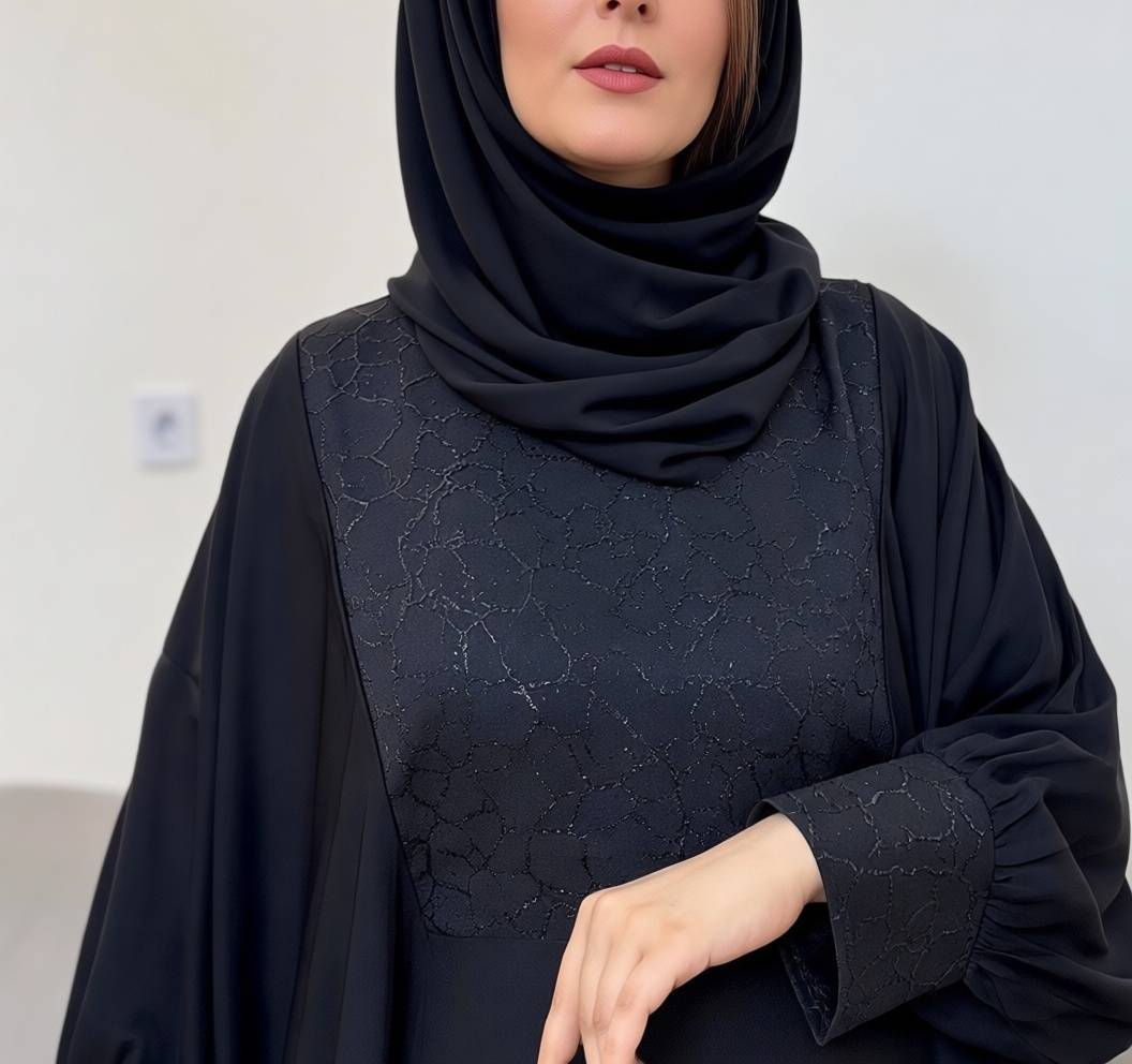 مانتو عبایی با خرجکار ژاکارد محرمی