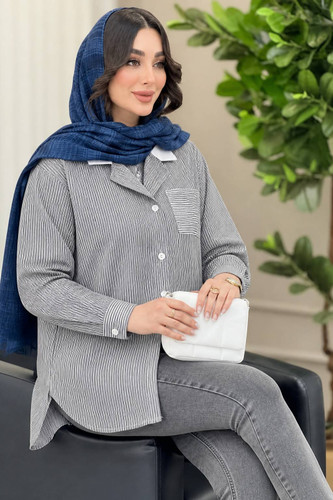شومیز دیپلمات یقه سفید با تنخوری شیک