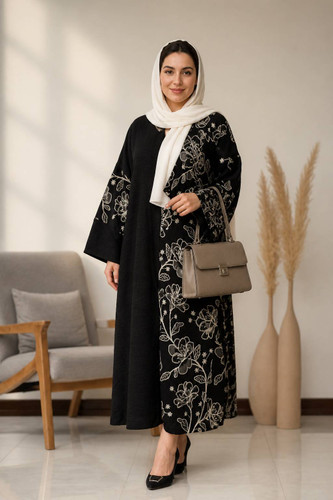 کفتان عبایی لینن سوزن دوزی شده