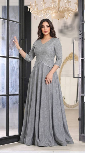 پیراهن مجلسی پایین نواری دوزی شده (عودت دارد)