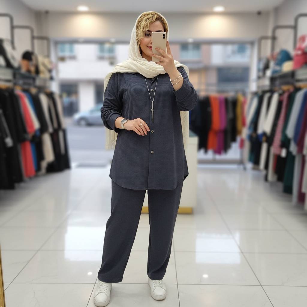 ست مانتو شلوار بیسکویتی با تنخوری فوق العاده زیبا