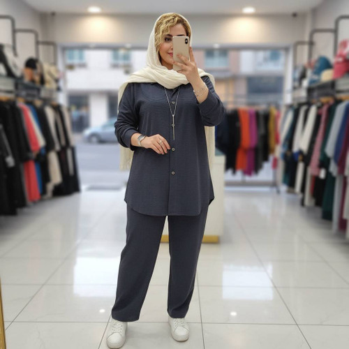 ست مانتو شلوار بیسکویتی با تنخوری فوق العاده زیبا