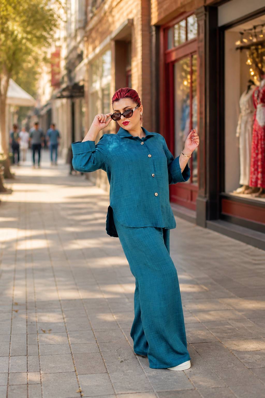 شومیز وشلوار شیک وخشکل زنانه و دخترانه جنس صوفیا گرم بالا