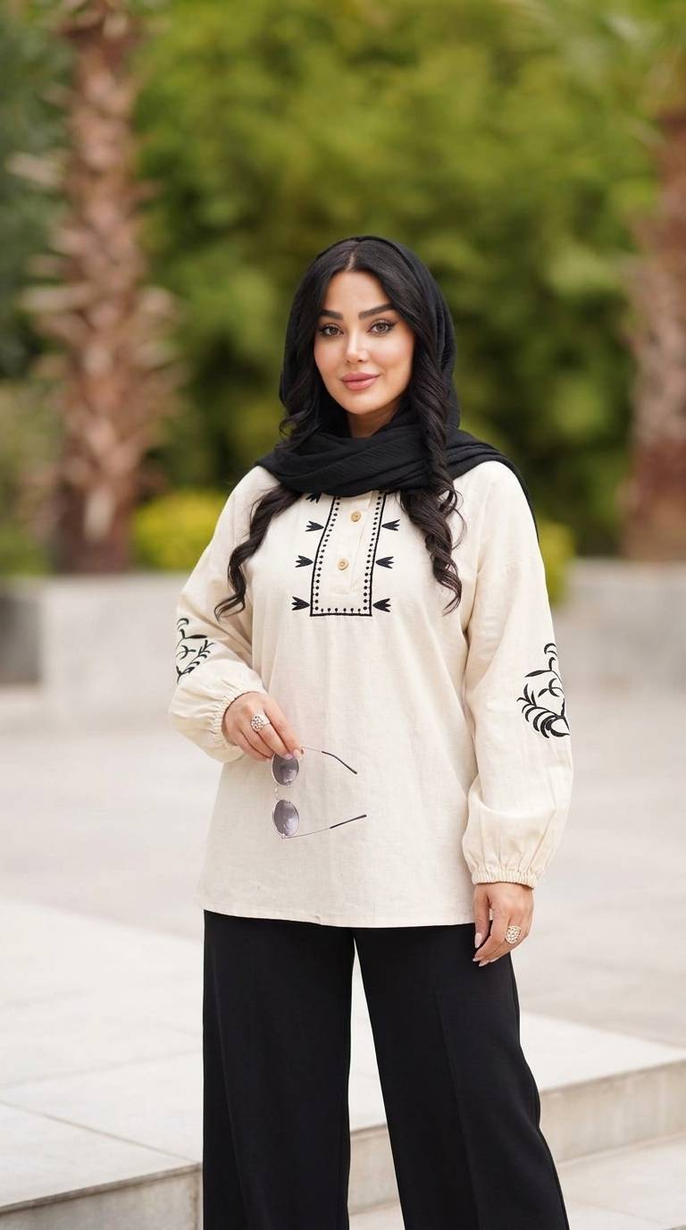تونیک گلدوزی لنین مناسب فصل تنخور خفن و شیک