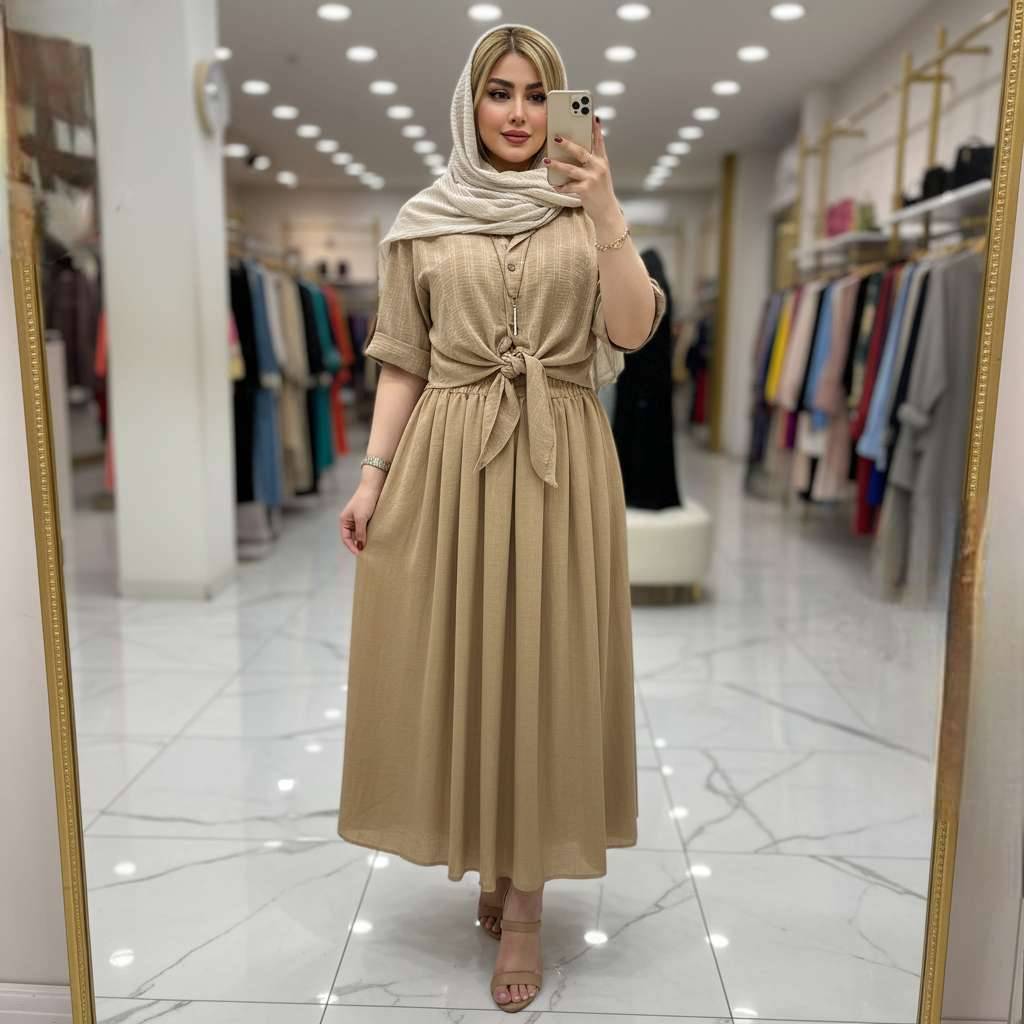 شومیز گره ای و دامن شیک و راحت با تنخوری بسیار جذاااب