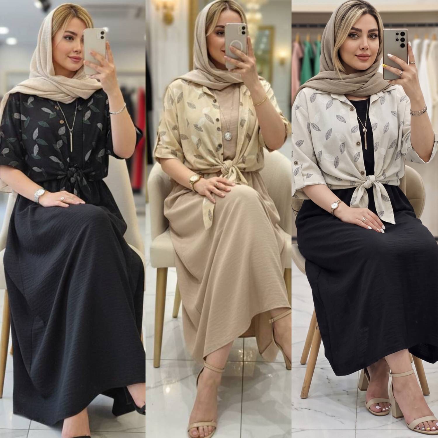 ست شومیز گره ای و سارافون شایلی شیک و خاص