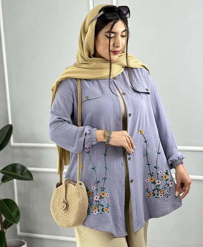 شومیز مانتویی شانتون خنک و سبک با تنخوری زیبا