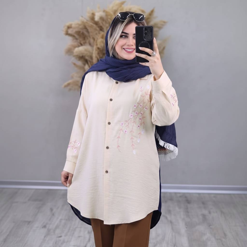 شومیز مانتویی شانتون خنک و سبک با تنخوری زیبا