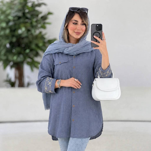 مانتو مچ گلدوزی شده شانتون خنک و سبک