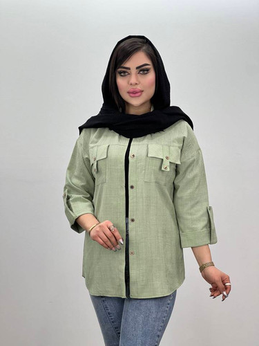 شومیز مانتویی استین پاگن دار با کسی شیک و عالی