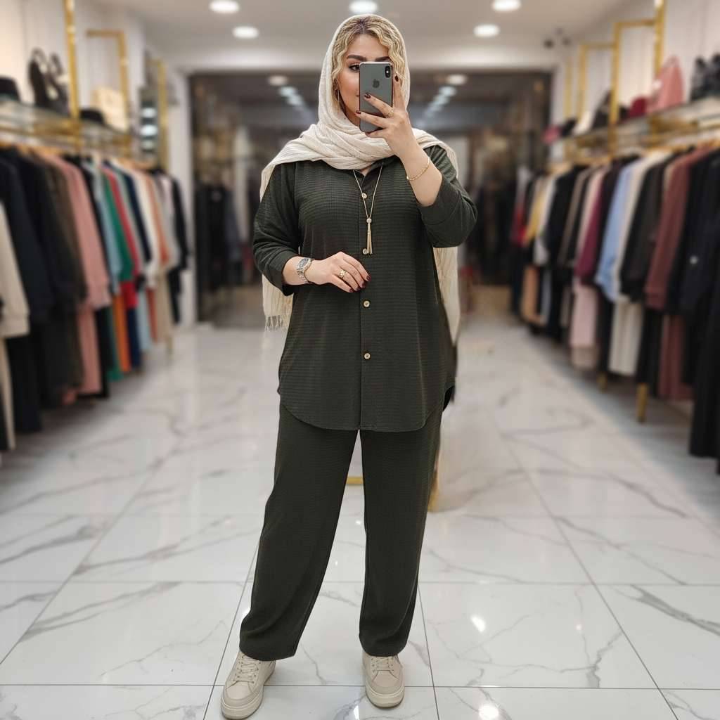 ست مانتو شلوار بیسکویتی خنک و سبک باتنخوری جذاب