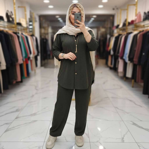 ست مانتو شلوار بیسکویتی خنک و سبک باتنخوری جذاب