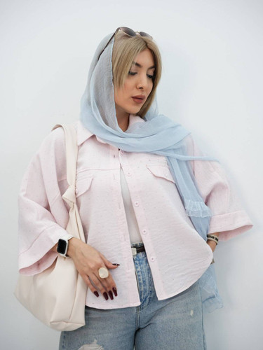 شومیز شانتون حصیری نگین کوب شیک و زیبا مناسب فصل