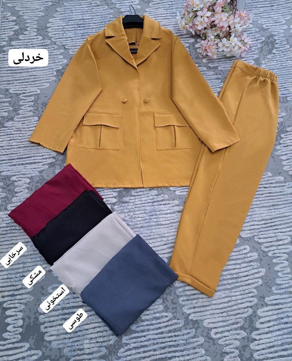 ست مانتو شلوار مازراتی شیک و عالی با تنخوری جذاب