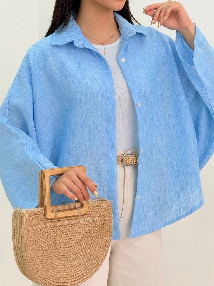 شومیز لنین خنک و سبک بسیار شیک و زیبا با تنخوری عالی
