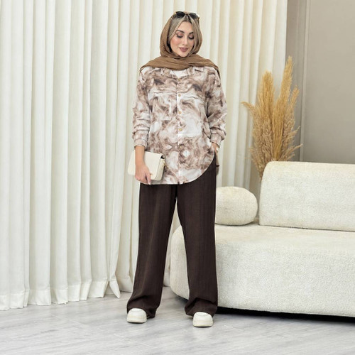 ست شومیز شلوار گازوییلی شیک و عالی با تنخوری جذاب