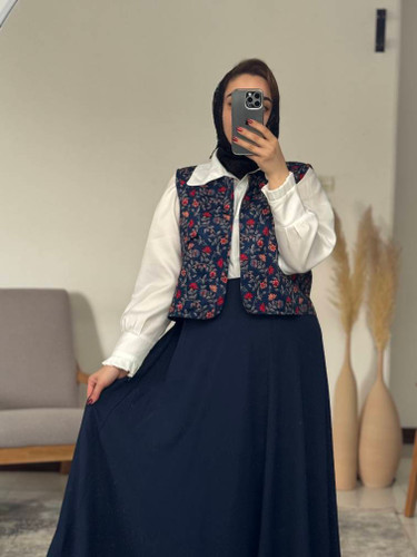 ست سه تیکه مجلسی شومیز وجلیقه ودامن
