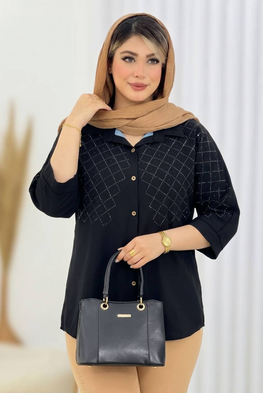 شومیز مجلسی وبسیار شیک نگین کاری شده