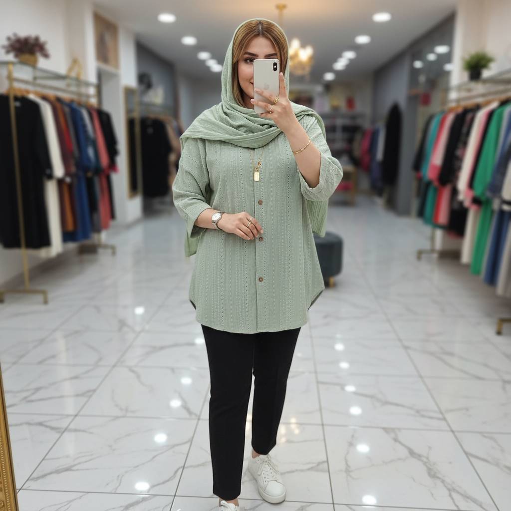 شومیز مراکشی کوک دوزی شده شیک و اسپرت با تنخوری جذاب