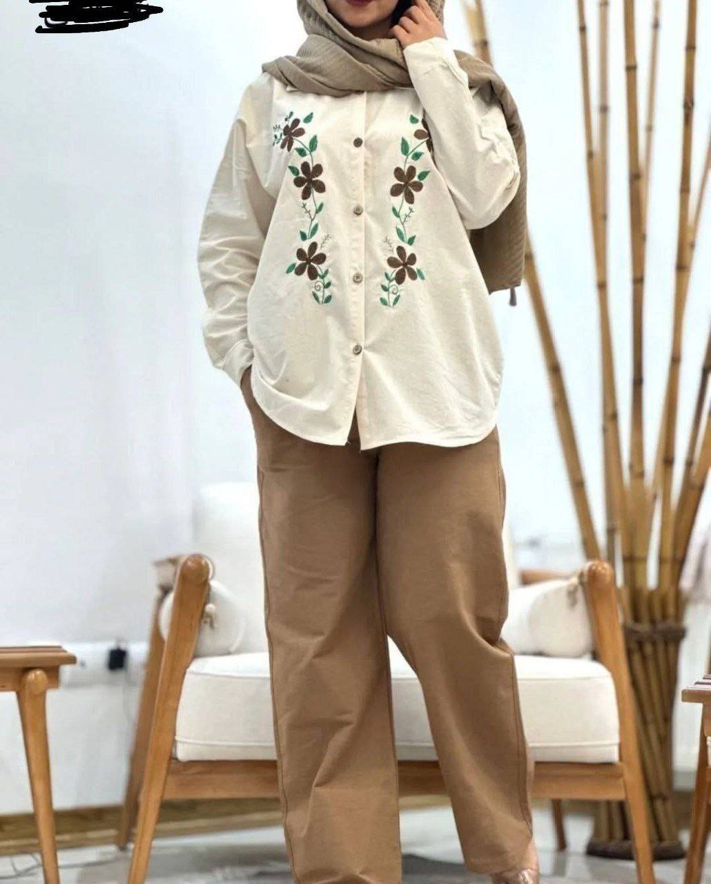 شومیز شلوار لنین خنک و سبک با تنخوری جذاب